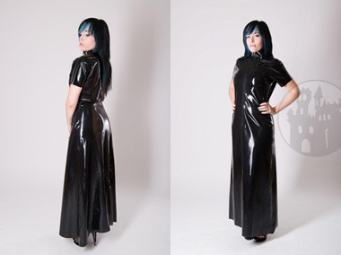 Latex Kleid zweifarbig mit Schleppe 'Prudence' - MACINGER